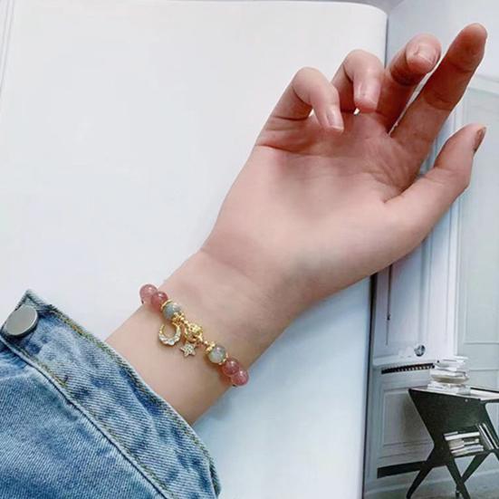 1 пара женский браслет гладкий бусина искусственный агат полированный кулон звезда луна