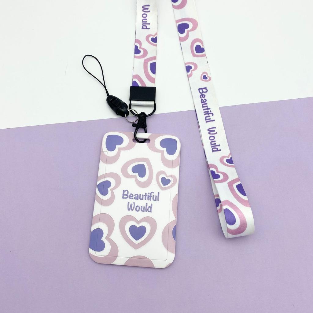 Kawaii Cartoon Slide Case ID Tag Working Permit Cover Sleeve Bear Rabbit Prints Working Permit Name Card Badge Holder