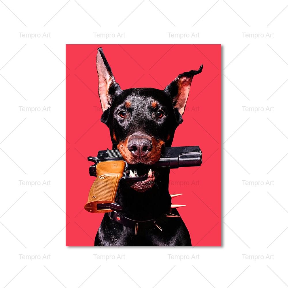 Hypebeast современный черно-белый пистолет Добермана Роскошные модные постеры с принтами на холсте настенная живопись картина в скандинавском стиле для комнаты домашний декор