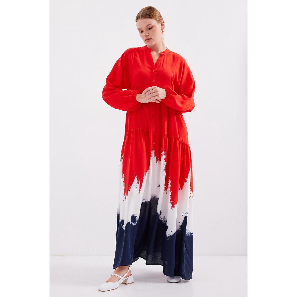 2423 Authentic Patterned Dress - M. Cream