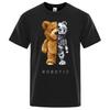 Funny Teddy Bear Robot Graphic Print Tshirt Men Short Sleeve Fashion Casual Clothes Summer Cotton Tees Oversized Street T-Shirts