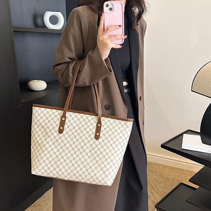 Vintage Large Capacity Printed Women Shoulder Bag PU Leather Top Handle Shopper Tote Bag