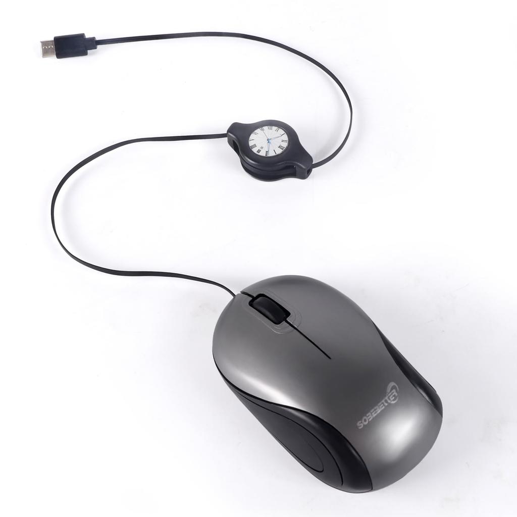 Проводная выдвижная мышь Type-C, Компактная, Тихая, Мобильная, Мини, Оптическая, Маленький размер, 3 кнопки, Портативная, для детей, Совместима с ПК, планшетами и