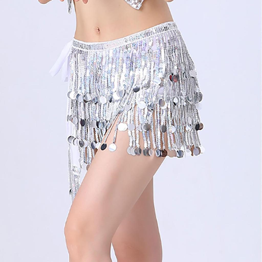 Женская сексуальная юбка с высокой талией, расшитая пайетками, поясные аксессуары, шарф для танца живота с пайетками