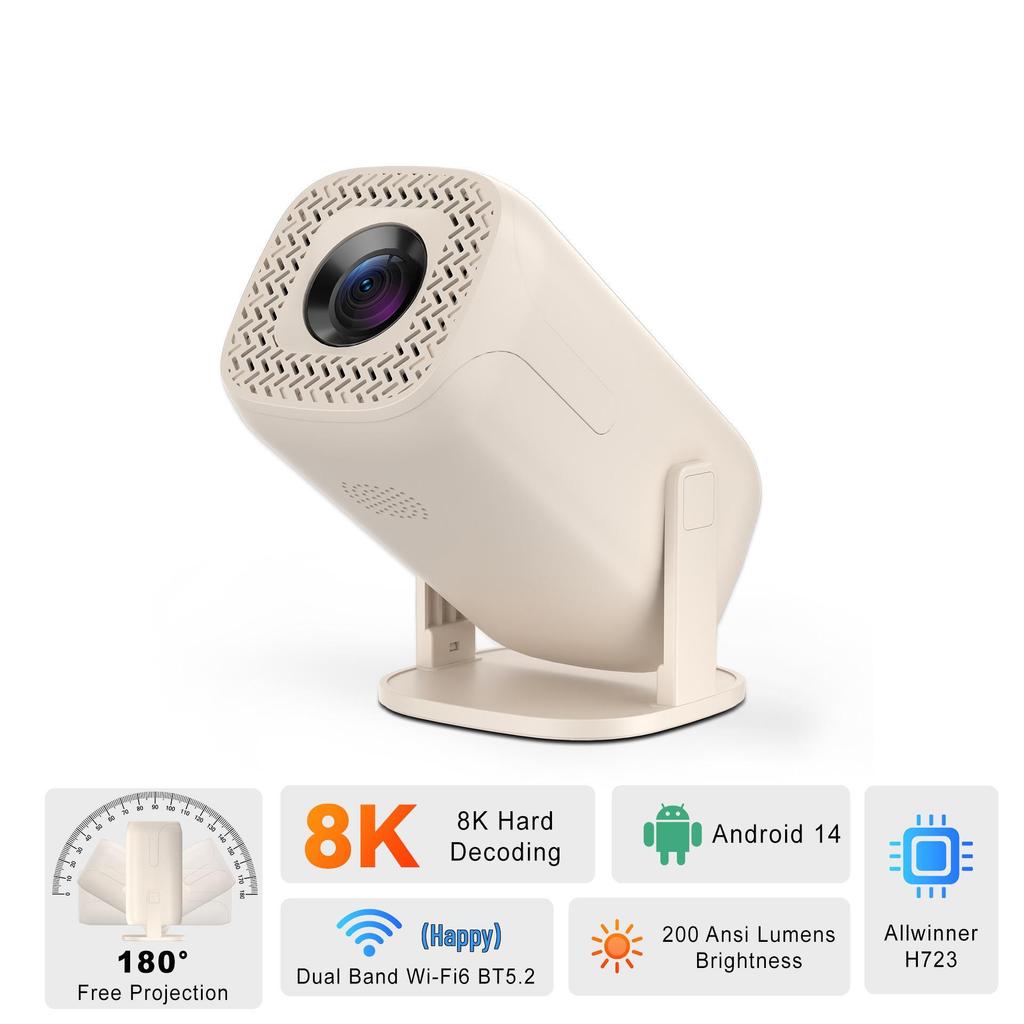 Игровая консоль-проектор U5: 8K Портативный Android Смарт-проектор с WiFi для HD Использования на Открытом Воздухе и Дома.