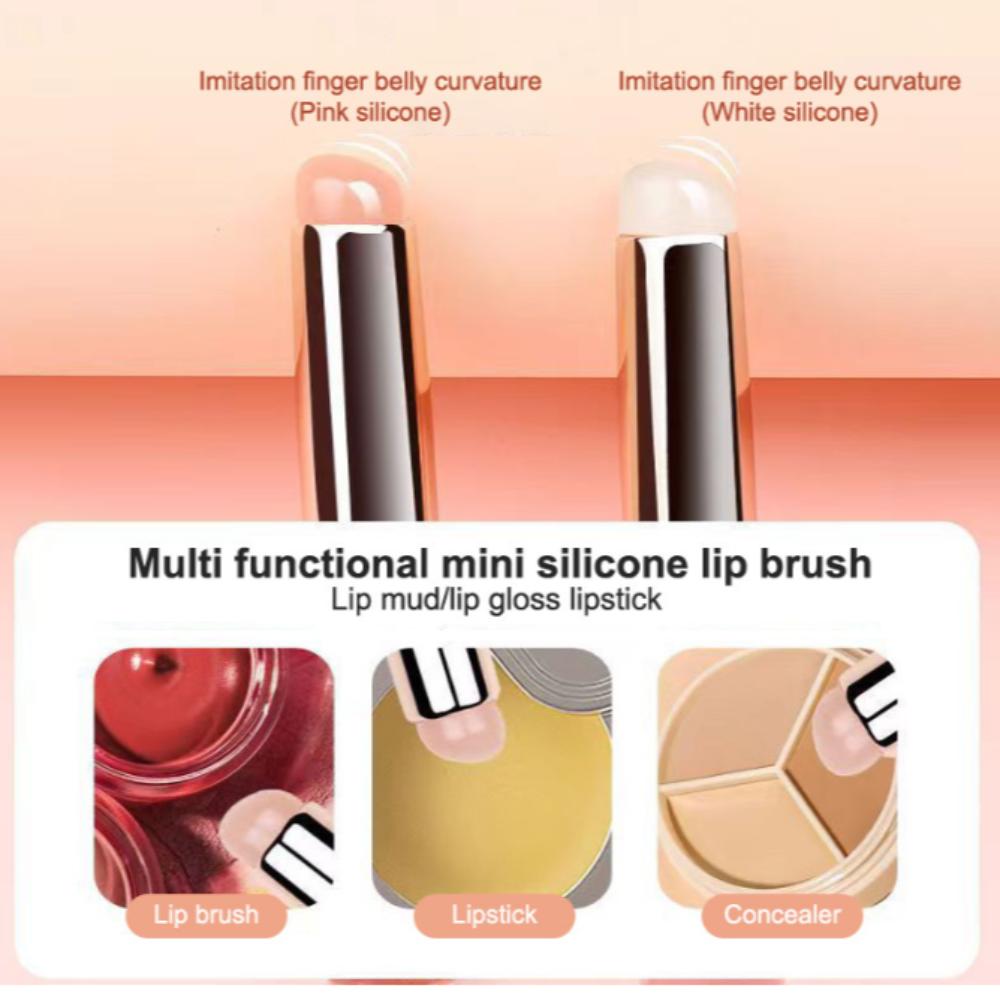 Round Head Silicone Lip Brush with Cover Lipstick Brush Upgrade Angled Concealer Brush Multi-Use Pro Lipstick Makeup Brushes