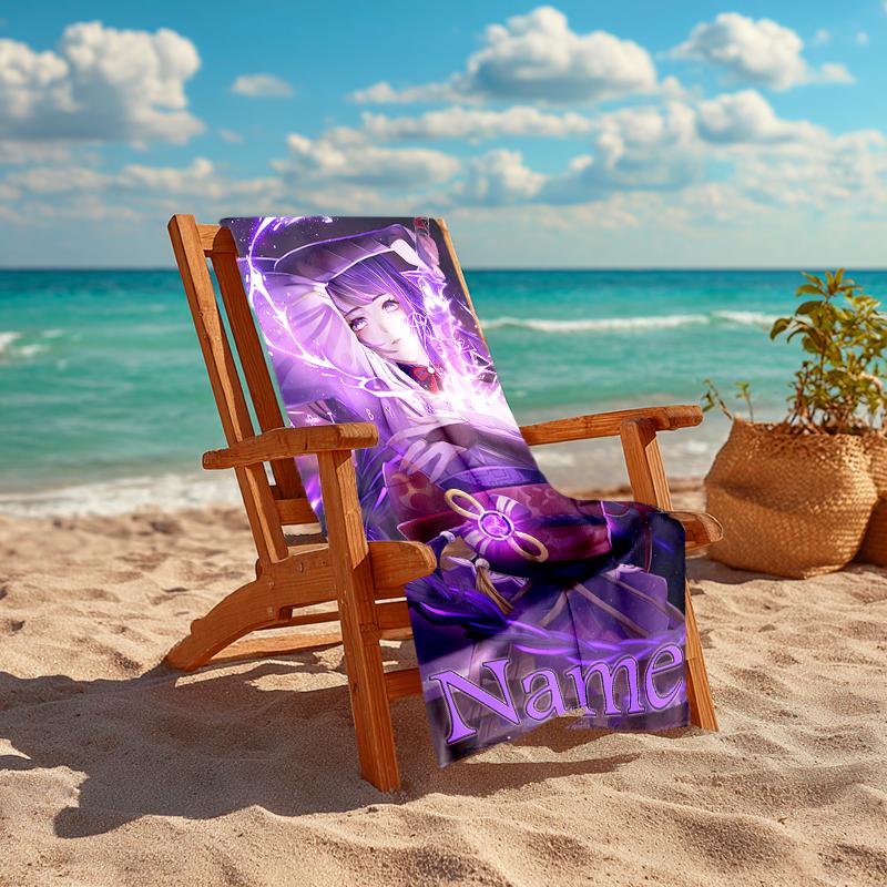 Personalized customized proof beach towel with Genshin Impact Balzebub pattern - soft, absorbent,quick-drying,perfect swimming,camping&bathing