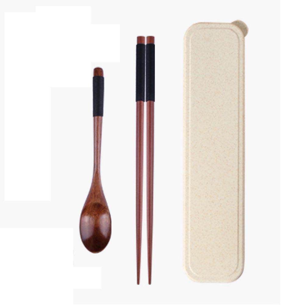 Экологичный С Коробкой Деревянный Портативный Многоразовый Дорожный Набор Ложка Посуда Палочки для еды Столовые приборы
