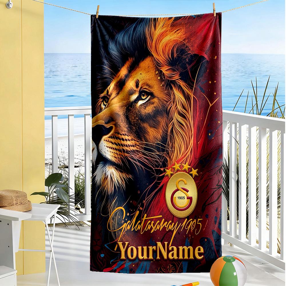 Galatasaray Personalized Text Beach Towel Super Soft Absorbent Ideal For Travel Outdoor Swim Pool Yoga Surf Camping Hiking Gym Gift Holiday
