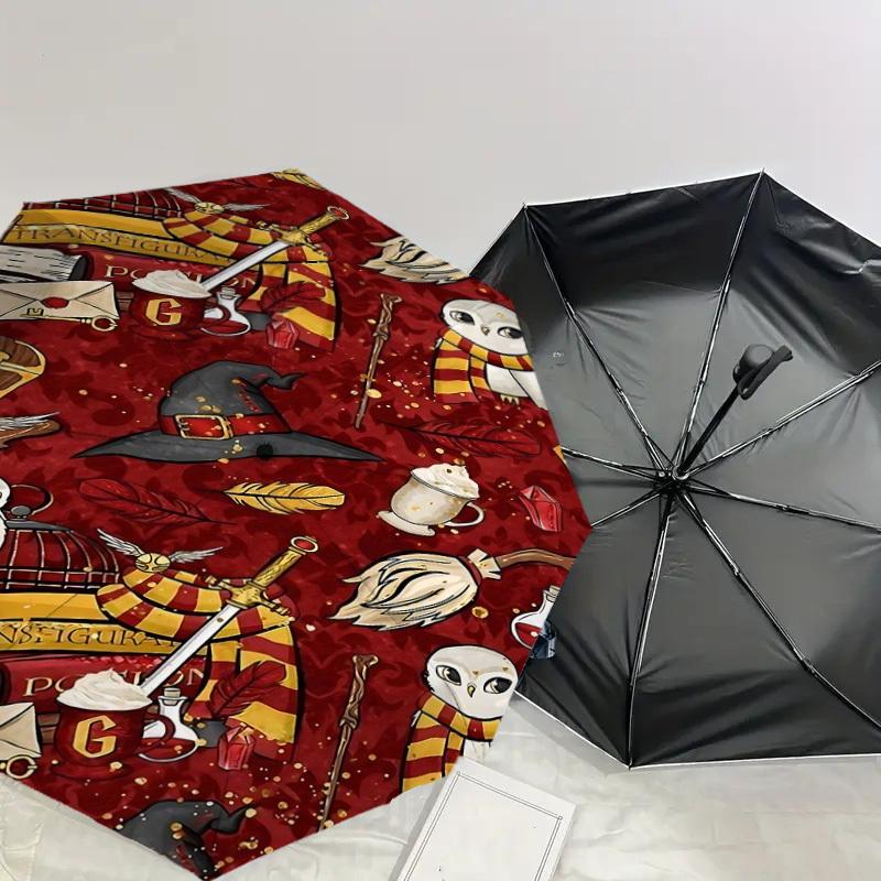 1PC Warner Hogwarts Harry Potter Automatic Open/Close Umbrella with Windproof, 51-Rib Sturdy Canopy, Durable Ribs1268A