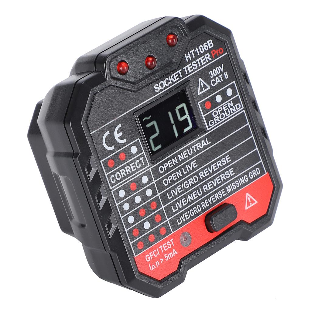 HT106B Цифровой дисплей Детектор розеток Вилка для стены Тестер автоматического выключателя Вилка США 110-220 В