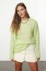 Women's Fashionable Stylish Sweater Fat Green Basic Crew Neck Knitwear Sweater
