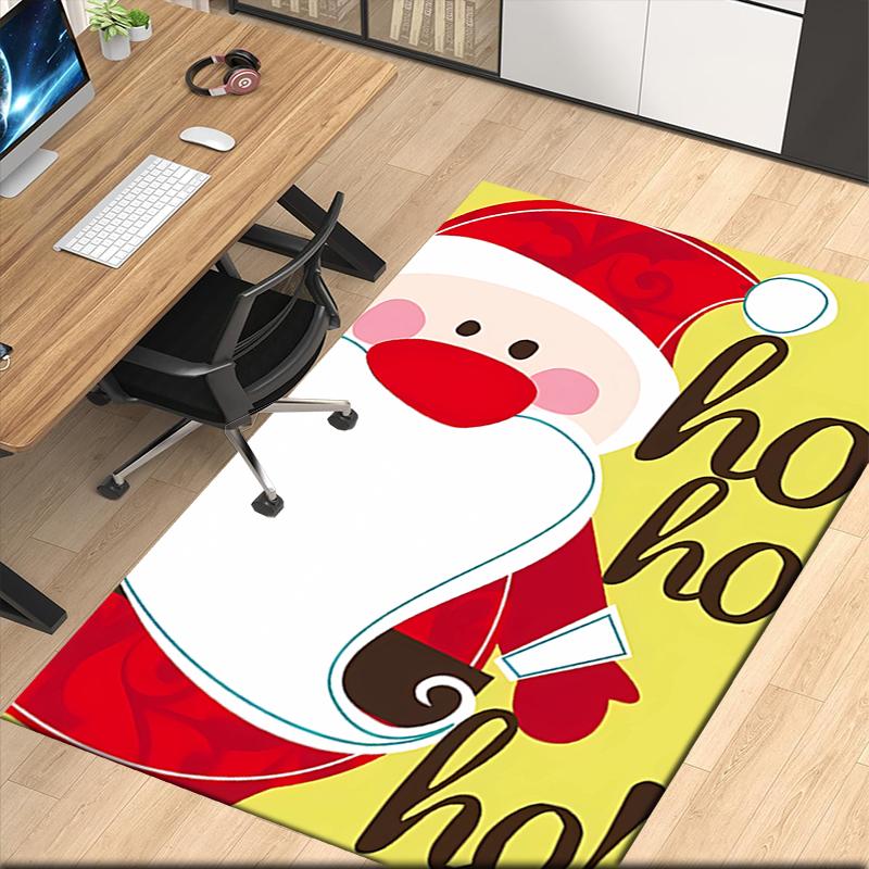 Christmas Santa Claus Printed Carpet, for Office Chair Living Room Bedroom Kitchen Room Decor Gifts.