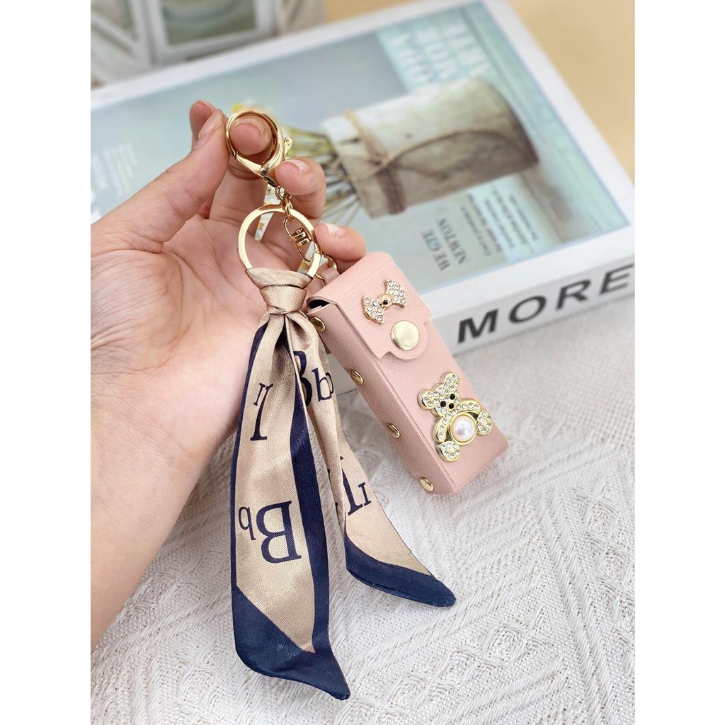 Internet celebrity new bear diamond lipstick bag pendant Xiaoxiangfeng change bag keychain small bag portable when going out