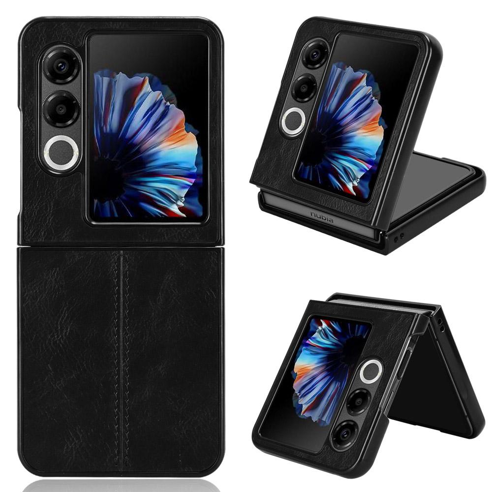 For ZTE Nubia Flip2 5G A404ZT Case Cowhide Texture Leather+TPU+PC Phone Cover Stitching Line