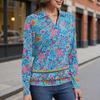 Женский модный топ с длинными рукавами в стиле ретро с принтом