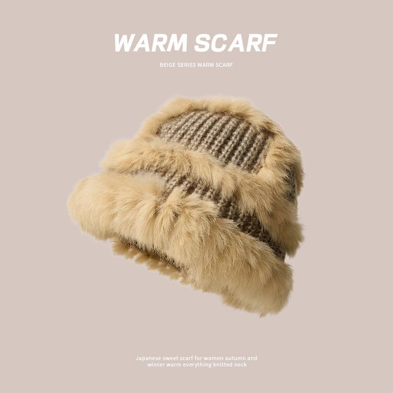 Maillard Hat Women's Fisherman Knitted Versatile Stacking Cold Warm Cute Plush