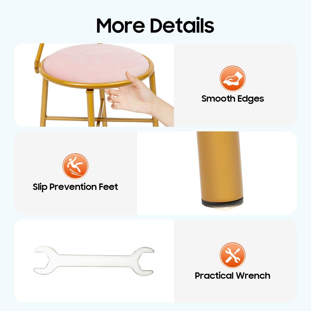 Light Pink Butterfly Backrest Chair, Girly Style Iron Desk Chair with Soft Cushion for Bedroom, Living Room, Cafe