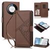 Embossed Secure Clasp 9-Card Slot Vegan Leather Phone Case with Wrist Strap