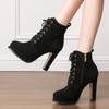 Fashion High Heel Sexy Spring Autumn British Style Lace Up Waterproof Platform Women Party Wedding Pumps Single Shoes Boots Women