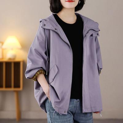 Удобная и шикарная женская ветровка с капюшоном, свободная повседневная верхняя одежда