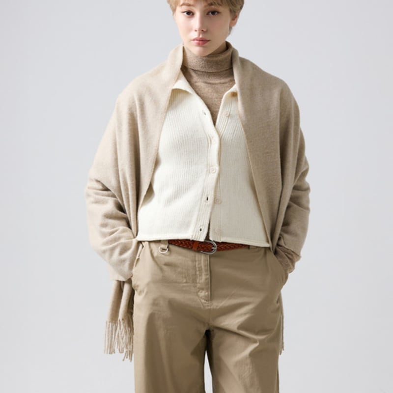 ABRAHAM MOON Merino Wool Shawl 70cm - Beige