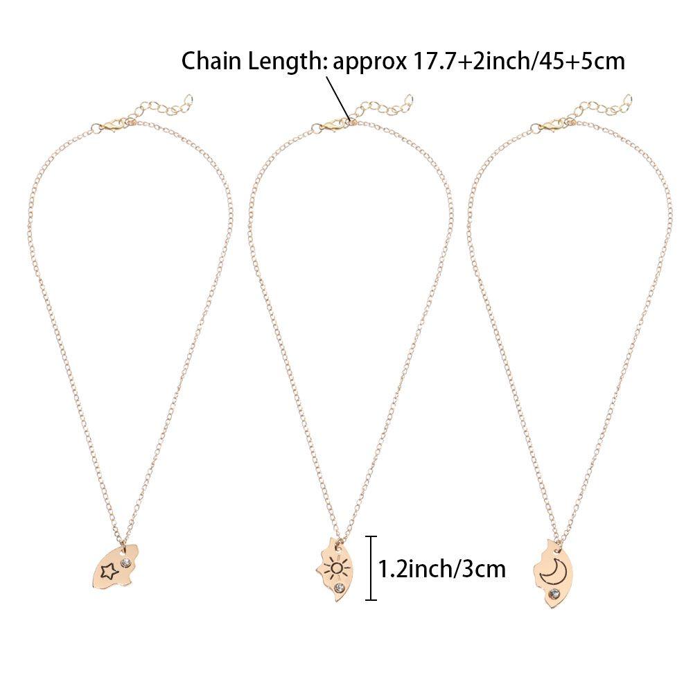 Ювелирные изделия, инкрустированные горным хрусталем, солнцем, луной, облаком, звездой, ожерелье дружбы, лучший друг, лучший друг, кулон BFF