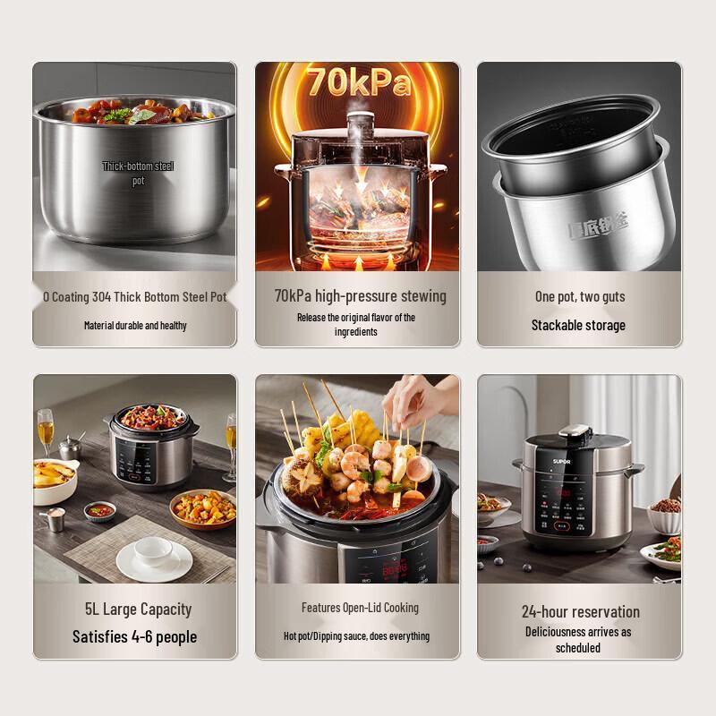 SUPOR 5L Smart Stainless Steel Electric Pressure Cooker
