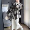 New Style Cape Woolen Coat Mid-length Korean Style Waisted Plaid Double-sided Wool Cashmere Woolen Coat for Women Winter