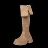 Tall Heightening Knight Boots Two Wear Folded Knee Boots Fashion Maillard Brown Retro Western Boots 2025 Autumn Women