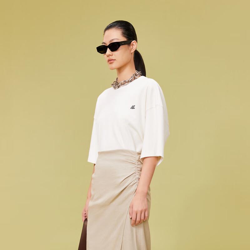 LESS 2024 Summer Silk Cotton Loose Short Sleeve T-Shirt