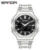 SANDA 6508 Fashion Electronic Watches for Man Multifunctional Luminous Stopwatch Alarm Clock Dual Display Men Digital Wristwatch