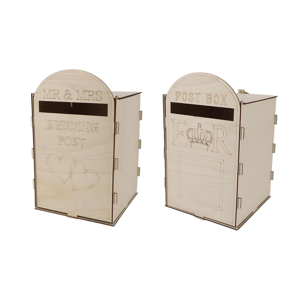 Деревянный свадебный почтовый ящик с замком-ключом из фанеры ручной работы, изысканный винтажный свадебный почтовый ящик для приема гостей