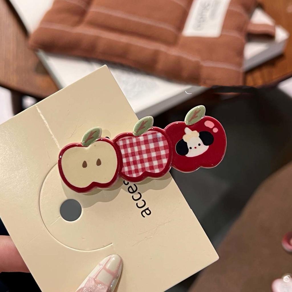 4 шт. Новая милая мультяшная заколка для волос в виде яблока, осенне-зимняя заколка-уточка для прядей челки