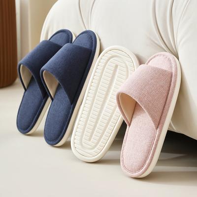 Японские однотонные тапочки женские весенне-осенние домашние тапочки с толстой подошвой для пола бесшумные коврики для лазания хлопковые тапочки мужские на четыре сезона