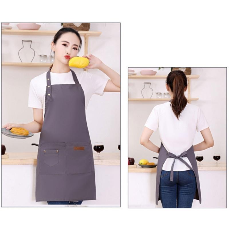 Маслостойкий кухонный фартук с тройной регулируемой пуговицей, легко моющийся, водонепроницаемый полиэстер