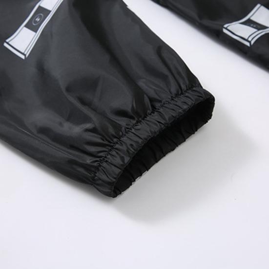 Men Jacket Hooded Zipper Closure Anti-UV Breathable Windproof Daily Wear Elastic Cuff Letter Print Jacket Coat for Daily Life