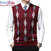 Pullover Diamond Sweater V Neck Knit Vest Men Trendy Wool Sleeveless Casual Men Clothing