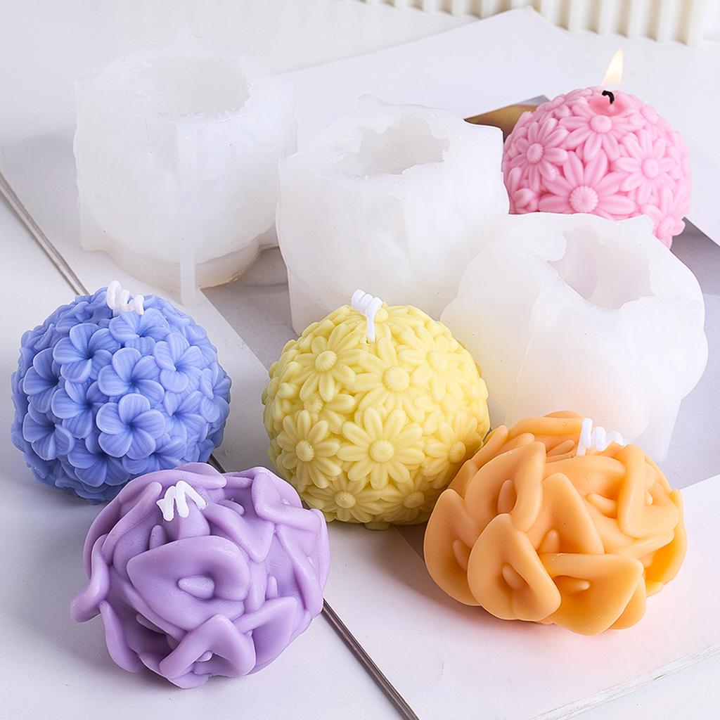 Силиконовая форма для свечи-шара с цветами DIY Рельефная Франжипани Маргаритка Сферический Набор для изготовления поделок Мыло Гипс Смола Формы для литья Дом Де