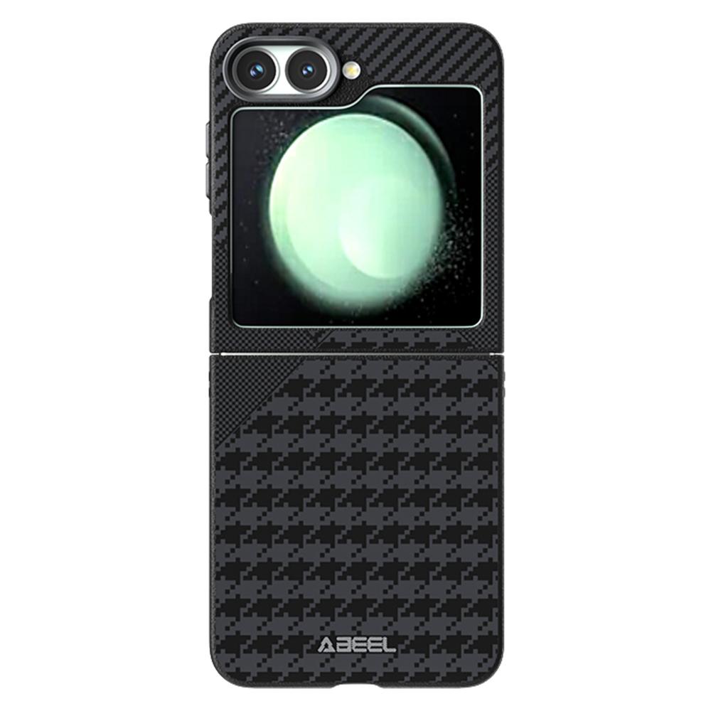 ABEEL For Samsung Galaxy Z Flip6 5G Case Compatible with MagSafe Micro-Embossing PC TPU Aluminum Alloy Leather Phone Cover