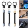 Short USB Type C Charging Cable with Keyring 3A Rapid Transfer Power Cord for Portable Devices