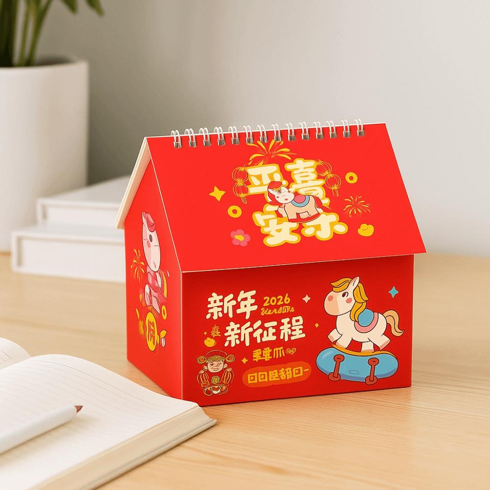 Cartoon 2026 Desk Calendar Coil Binding Standing Flip Calenda Monthly Planner Spring Festival