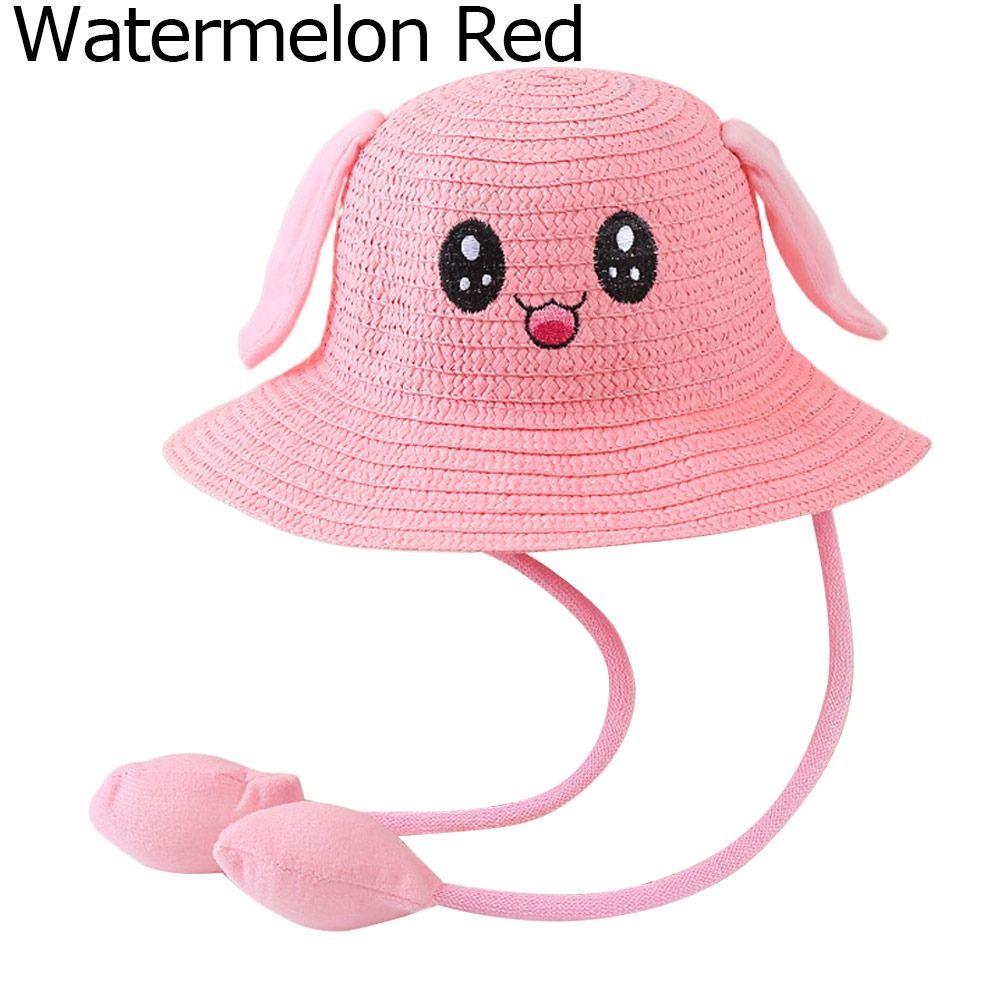 Летние детские соломенные шляпы с двигающимися ушками, широкополая шляпа от солнца, пляжная шляпа, детская панама для улицы, шляпа рыбака