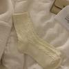 Autumn and Winter Girl Mid-calf Wool Socks, Thickened Wool Socks, Linen Pattern Mid-calf Socks for Girls, Pile Socks for Girls