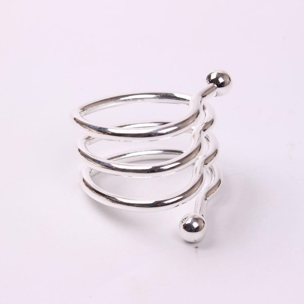 6 pieces Gold/Silver Heart Shape Spring Napkin Ring Double-bead Design Table Towel Holder  Banquet