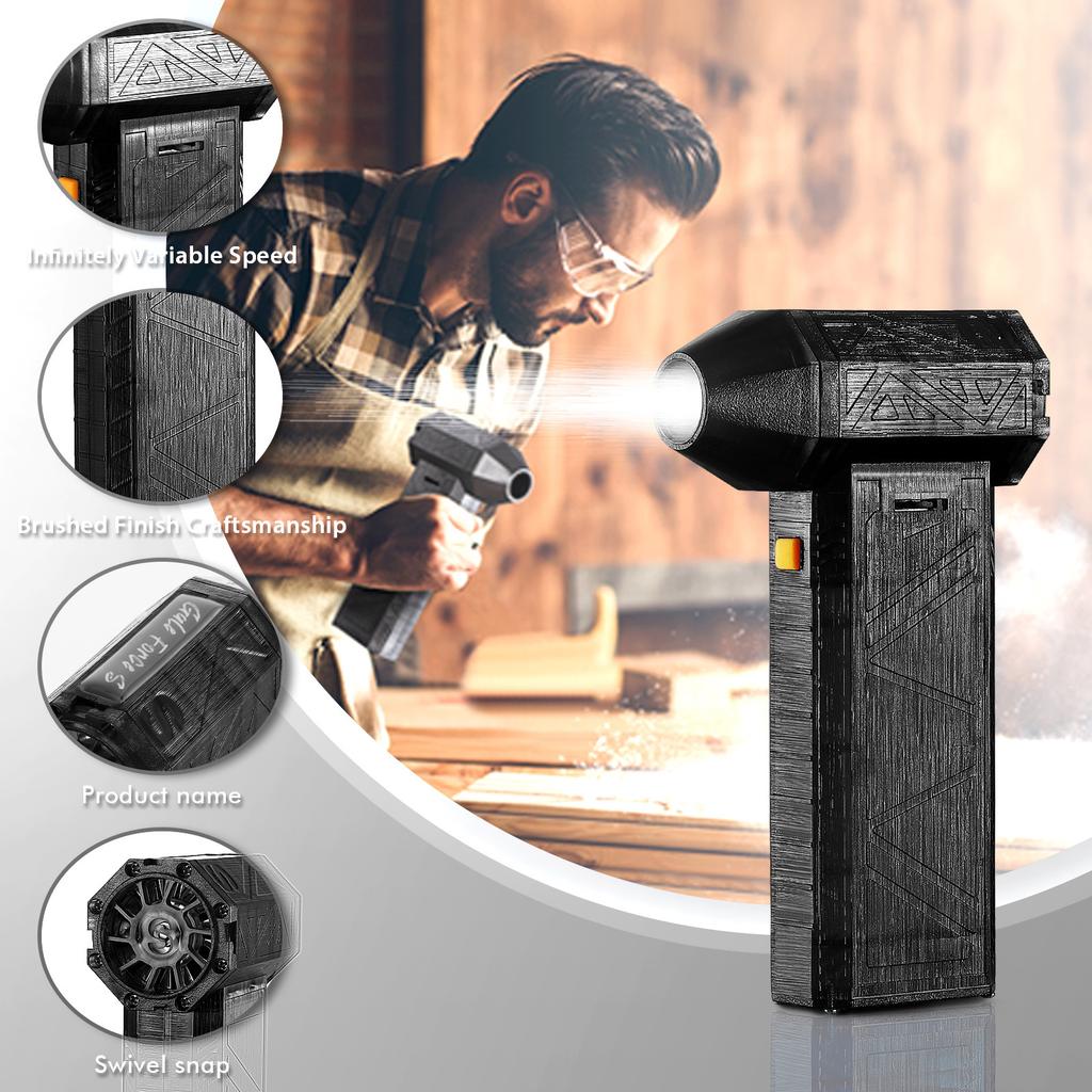 Violent Turbo Fan Hair Dryer Dust Removal Snow Blowing 130,000 Rpm Brushless Black 6000 mAh