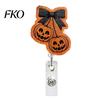 Acrylic Badge Holder Retractable Holder, Halloween Glitter Reel, Cute Ghost Pumpkin ID Card for Nurse Doctor Teacher Worker Decorative Reel