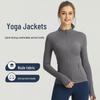 Женская приталенная куртка для йоги на молнии с воротником-стойкой, двусторонняя, с начесом