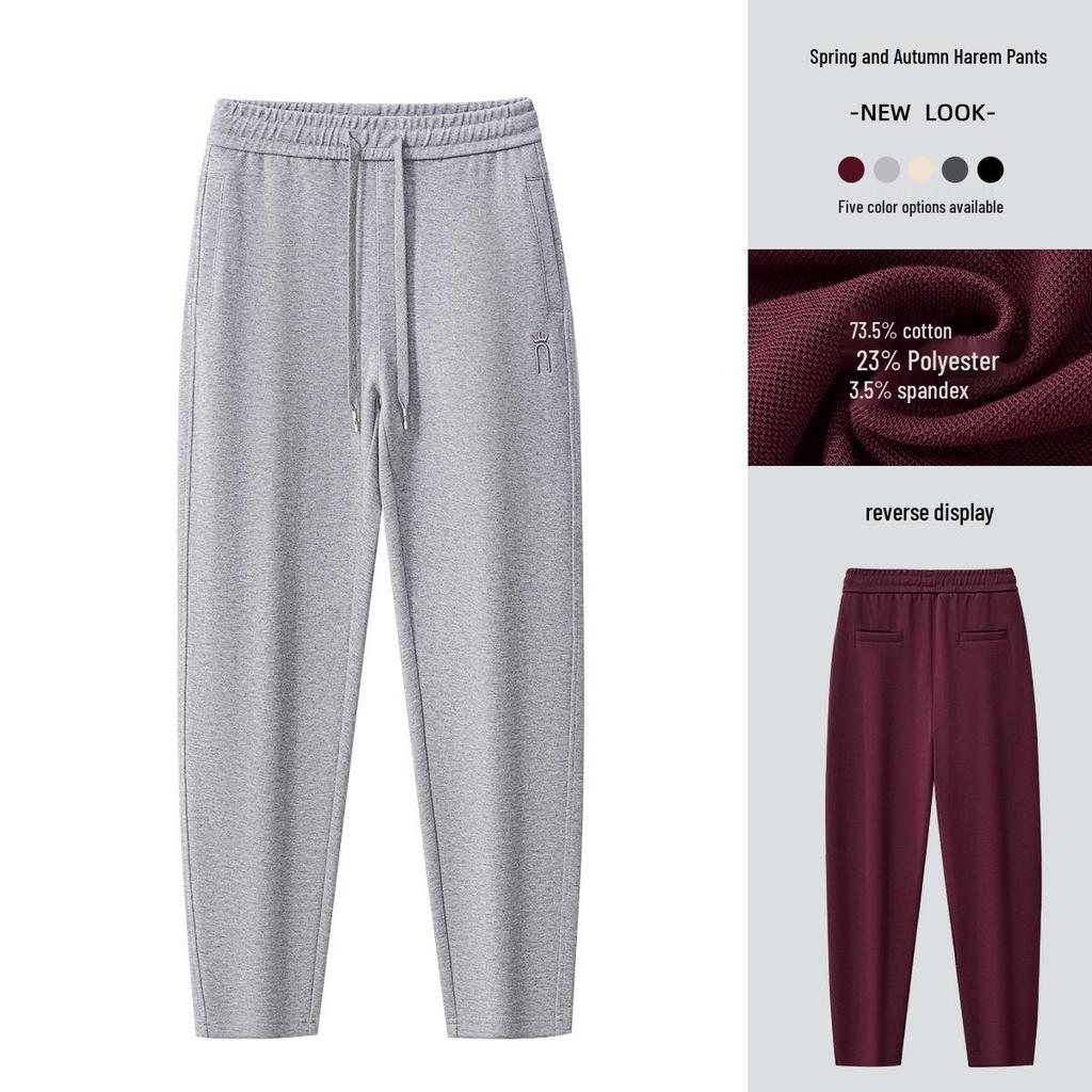 GAGN Women's Red Cropped Harem Pants - Slimming, Loose Fit, Plus Size, Casual for Early Autumn and Spring.