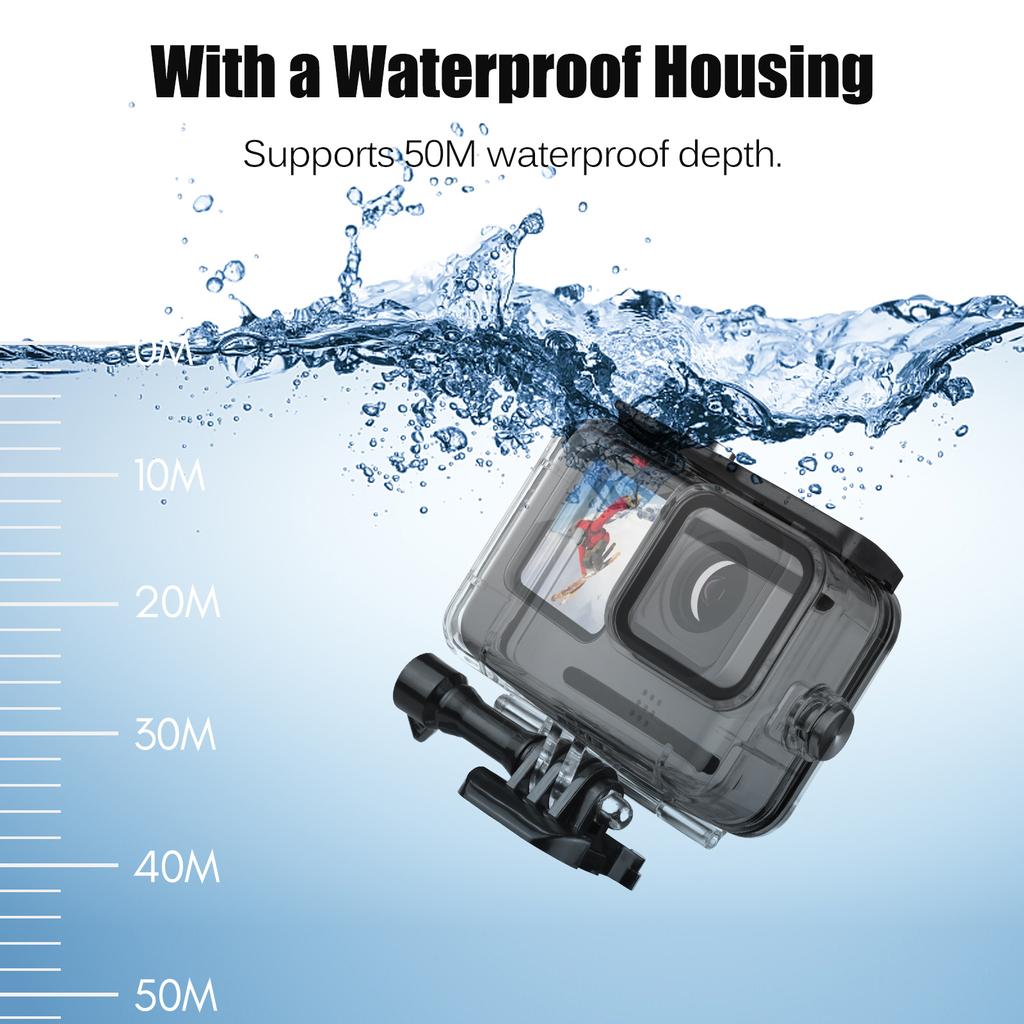 Набор аксессуаров для экшн-камеры, набор аксессуаров для спортивной камеры с водонепроницаемым боксом, силиконовым защитным чехлом, селфи-палкой